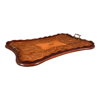 Antique Butler's Serving Tray, English, Afternoon Tea Platter, Inlay, Victorian For Sale