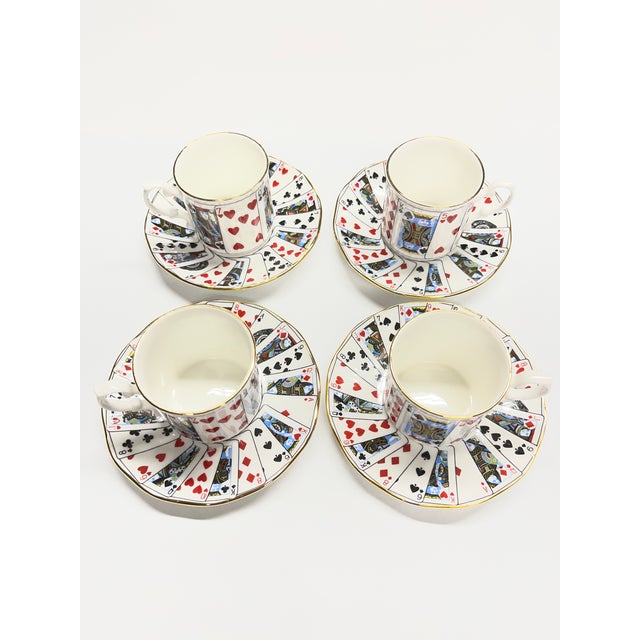 Vintage Staffordshire Demitasse Cup and Saucer - Set of 8 For Sale In New York - Image 6 of 7