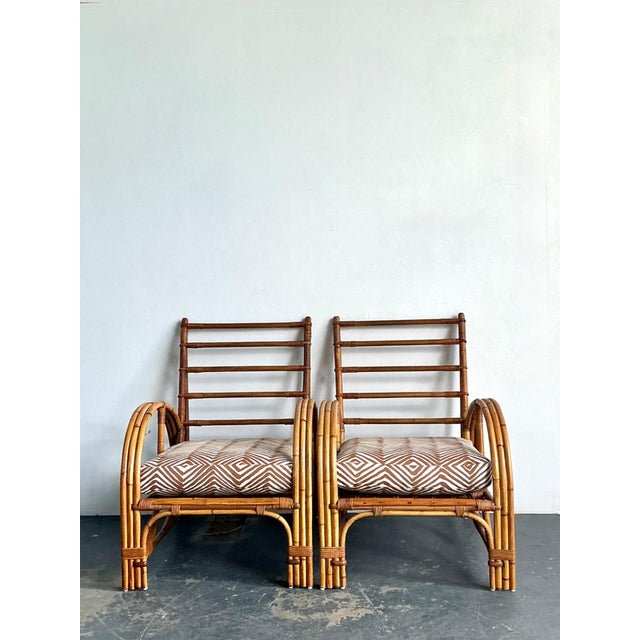 Vintage Rattan Lounge Chairs in Alan Campbell “Zigzag” for Quadrille - A Pair For Sale - Image 14 of 15