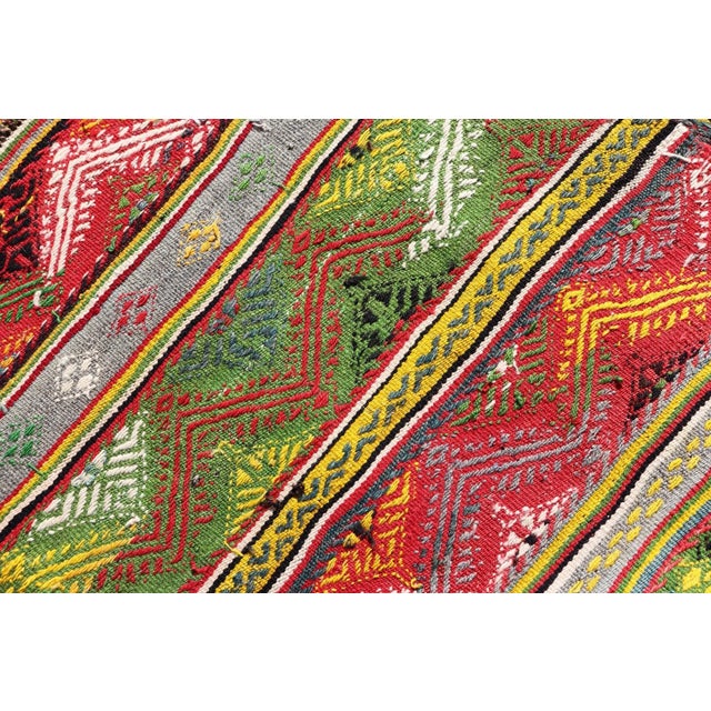 Mid 20th Century Vintage Turkish Hand Woven Embroidery With Bright & Colorful Tribal Motif Design For Sale - Image 12 of 12