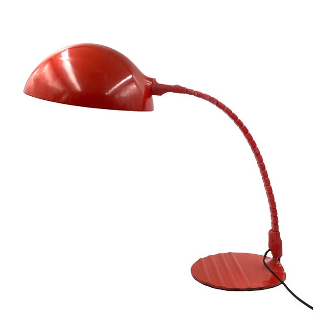 Bright Red Flex Cap Mod. 660 Table or Desk Lamp by Elio Martinelli for Martinelli Luce, Italy, 1972 For Sale - Image 11 of 16
