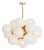 Shine Globe Chandelier, Natural Brass with Swirl Glass For Sale