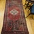 Vintage Persian Hamadan Rug, Hand-Knotted Wool, Geometric Medallion Pattern, Moss Green & Red, 4x7 For Sale - Image 4 of 18