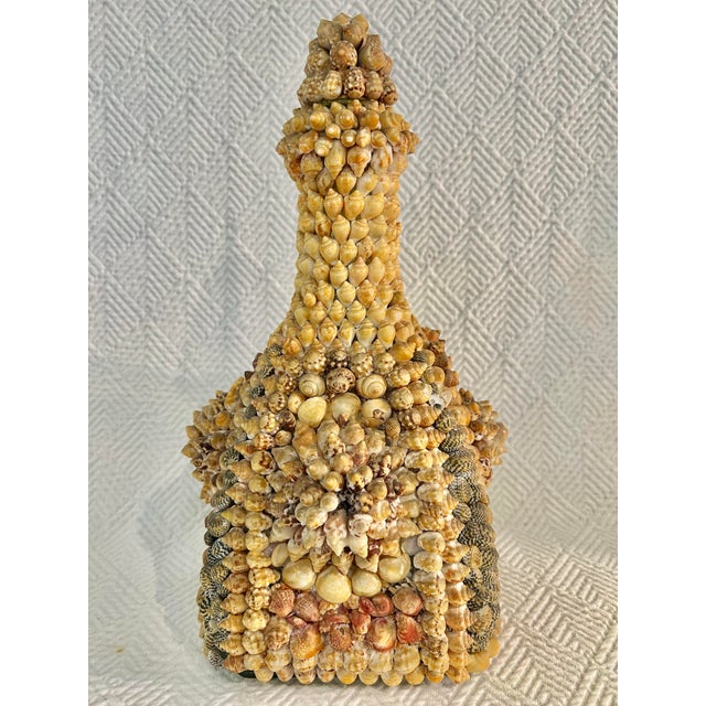 Vintage Mid-Century Shell-Encrusted Decanter or Sailors Valentine Memory Bottle – Folk Art Coastal Grotto Shellwork. For Sale - Image 12 of 12