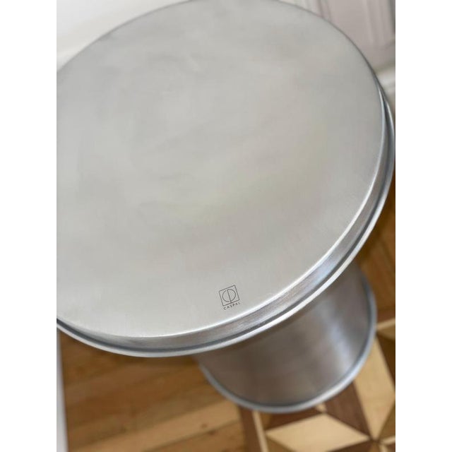Contemporary Rl 06 Round Side Table in Brushed Aluminum by Caspal For Sale - Image 3 of 12