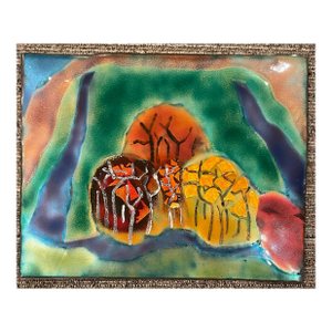1992 Steve Krauss Autumn Landscape Enamel on Metal