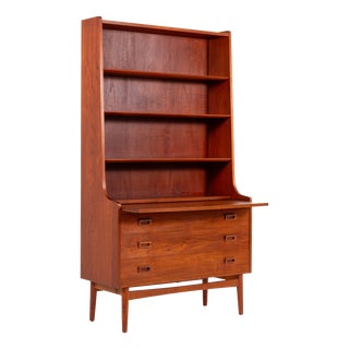 Vintage Bookcase with Secretaire in Teak by Johannes Sorth for Bornholms Møbelfabrik, 1960s For Sale
