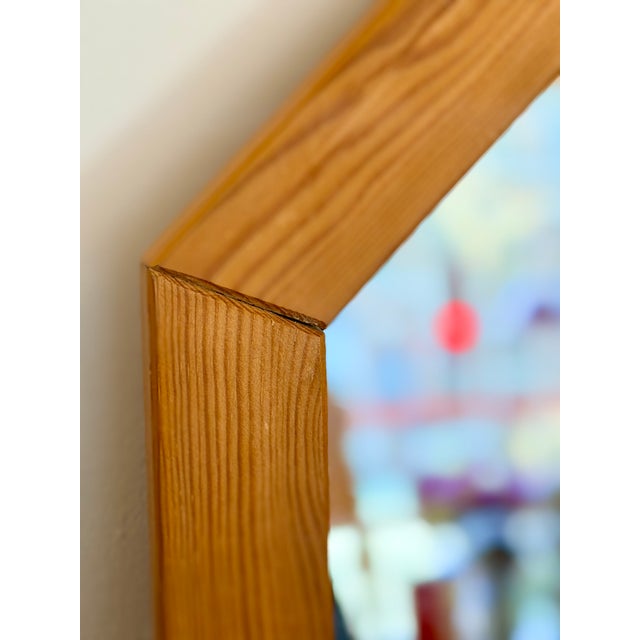 Octagonal Wooden Wall Mirror in Pine, Denmark, 1970s For Sale - Image 9 of 14