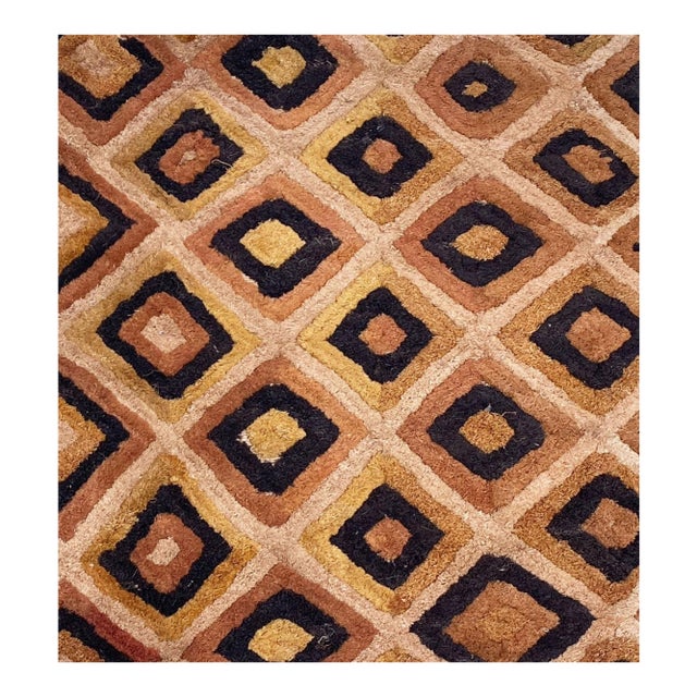 Vintage African Tribal Kuba Kasai Velvet Raffia Textile 24" by 23" For Sale