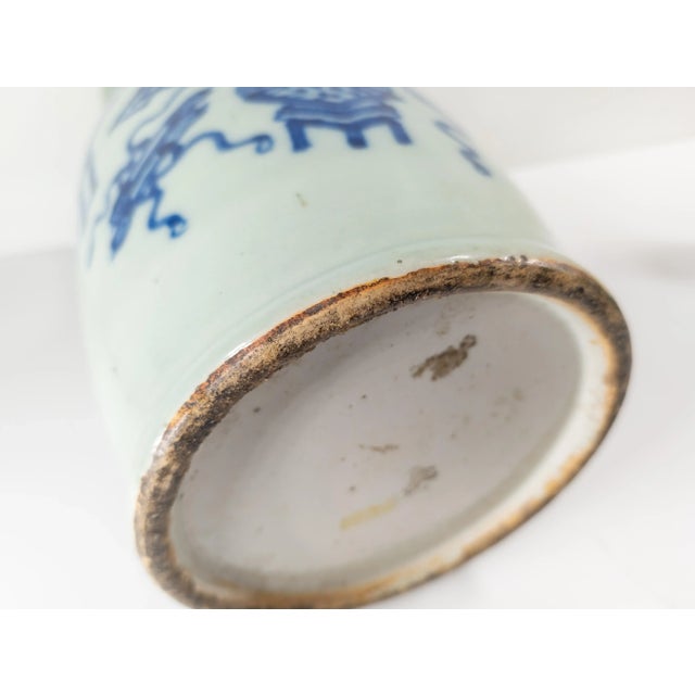 Early 20th Century Chinese Celadon and Underglaze Blue Vase For Sale - Image 11 of 12
