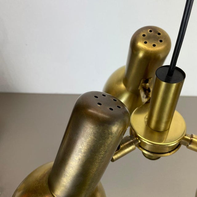 Brass 3-Spot Hanging Light by Koch and Lowy for OMI Lighting, Germany, 1970s For Sale - Image 10 of 18
