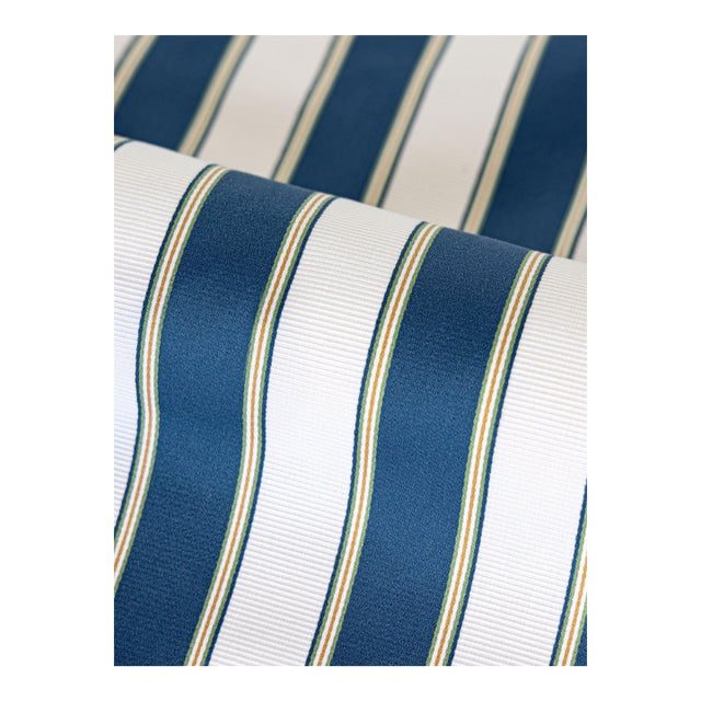 Sample - The House of Scalamandré Piano Stripe Fabric, Porcelain For Sale