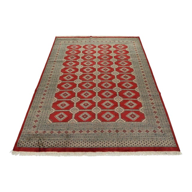 Bokhara Jaldar Rug 8’3” X 10’2” Red Wool Tribal Hand-Knotted Oriental Carpet For Sale