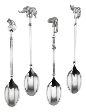 Silver Novelty Animal Coffee Spoons from Patrick Mavros, 2000s, Set of 4
