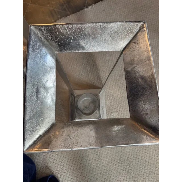 Metal Dovetail Azelea Silver-Tone Metal Lanterns- Set of 2 For Sale - Image 7 of 7