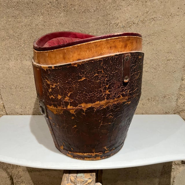 Distressed Leather Box With Red Silk, American Colonial Style, 1800s For Sale - Image 9 of 13