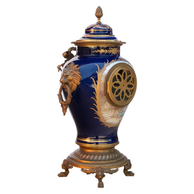 Metal Antique French Sèvres Porcelain G. Poitevin Ormolu Japy Freres 8 Day Clock 1875 For Sale - Image 7 of 18