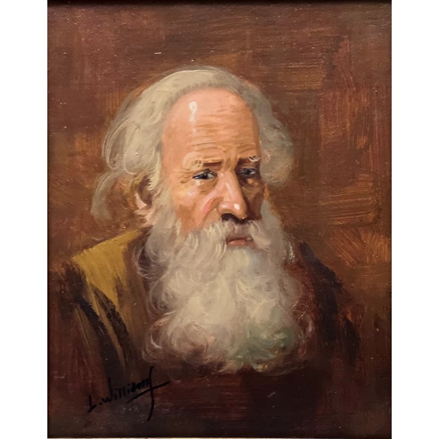 Signed oil on canvas portrait painting of man with a white beard by Isaac L. Williams (1817-1895). A beautiful rendering...