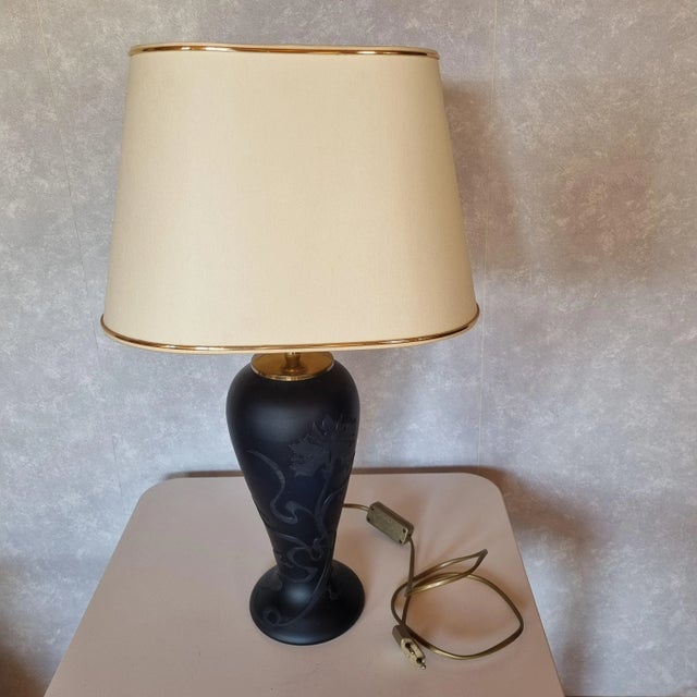 Black Glass Desk Lamp, 1980s For Sale - Image 12 of 12