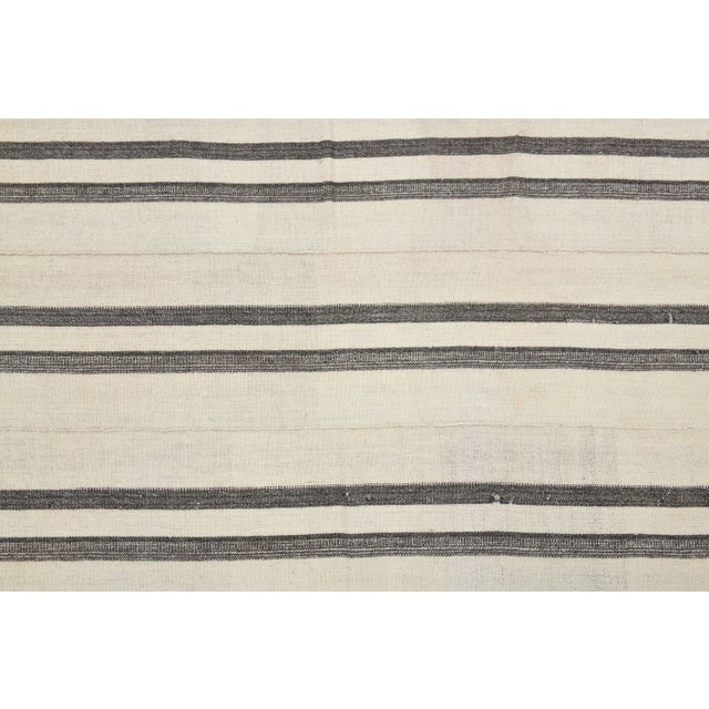 Vintage Turkish Hand-Knotted Wool Cotton Beige Kilim Area Rug For Sale - Image 10 of 11