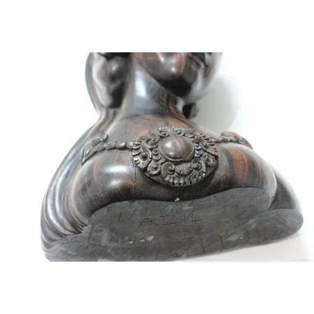 Rosewood Balinese Bust 1960s Vintage For Sale - Image 11 of 14