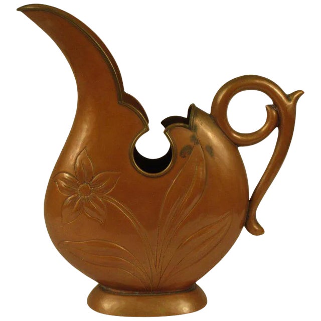 1920s Art Nouveau Copper Pitcher For Sale