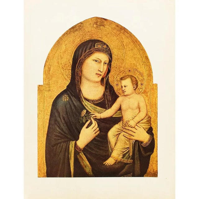 An excellent vintage full-color reproduction print of painting "Madonna and Child" by Giotto. Comes from a First Edition...