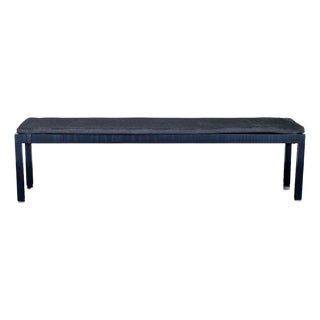 Crate & Barrel Metal & Wood Bench With Cushion For Sale