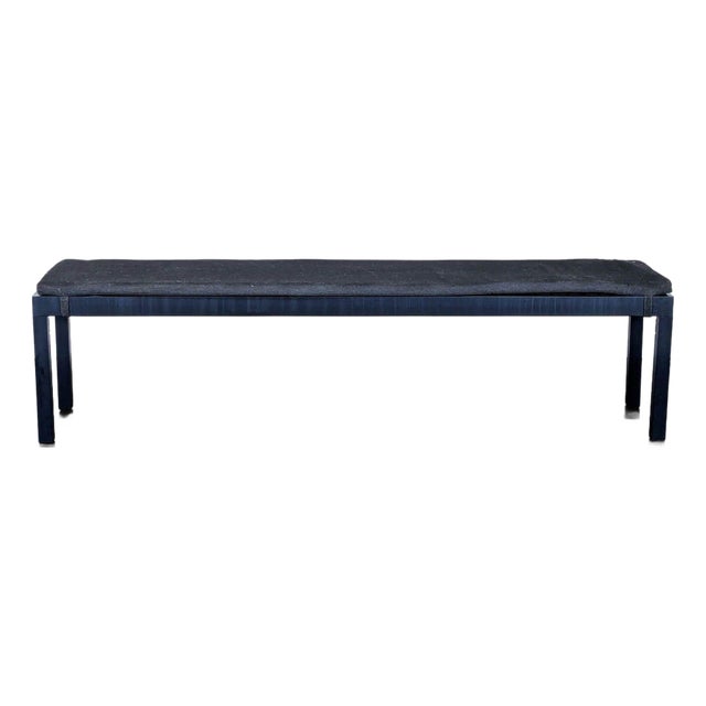 Crate & Barrel Metal & Wood Bench With Cushion For Sale