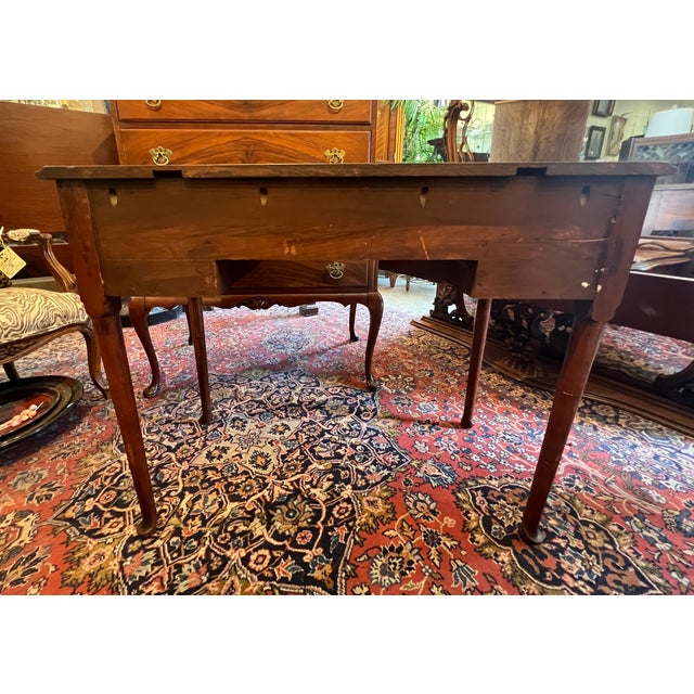 Queen Anne 1930s Queen Anne Walnut 3 Drawer Writing Desk For Sale - Image 4 of 8