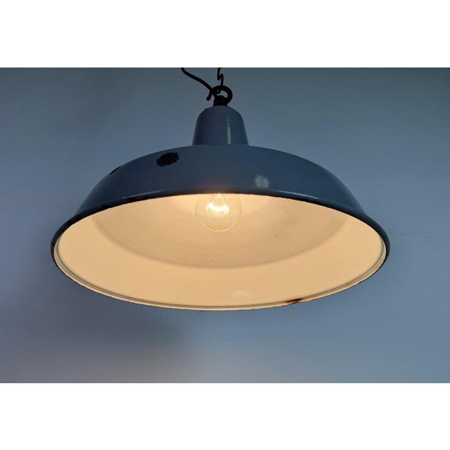 Industrial British Grey Enamel Factory Pendant Lamp from Benjamin Electric Manufacturing Company, 1960s For Sale - Image 10 of 17
