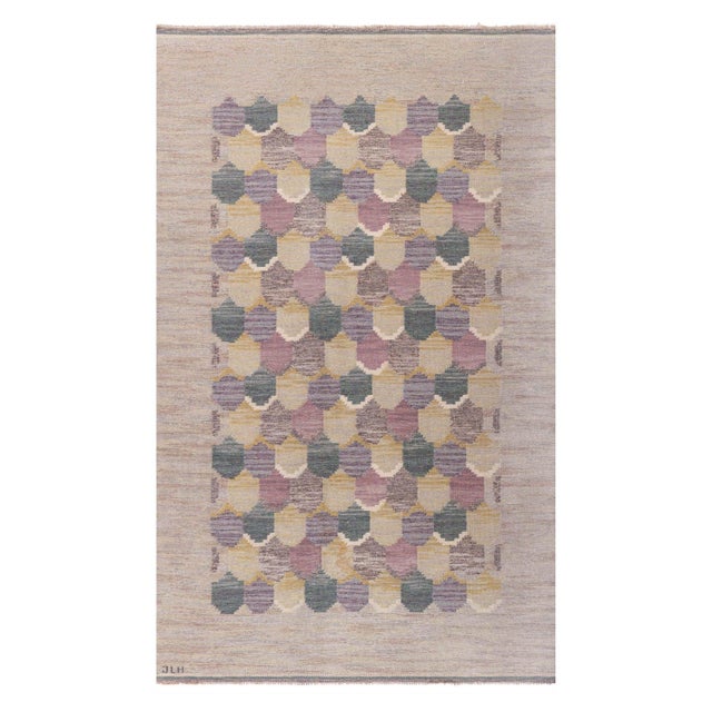 Mid-20th Century Swedish Flat Woven Rug by Jönköpings Läns Hemslöjd For Sale