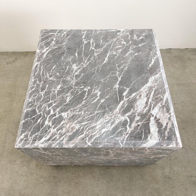 Vintage Mid-Century Modern Square Honed Marble End Table / Display Stand For Sale In Palm Springs - Image 6 of 10
