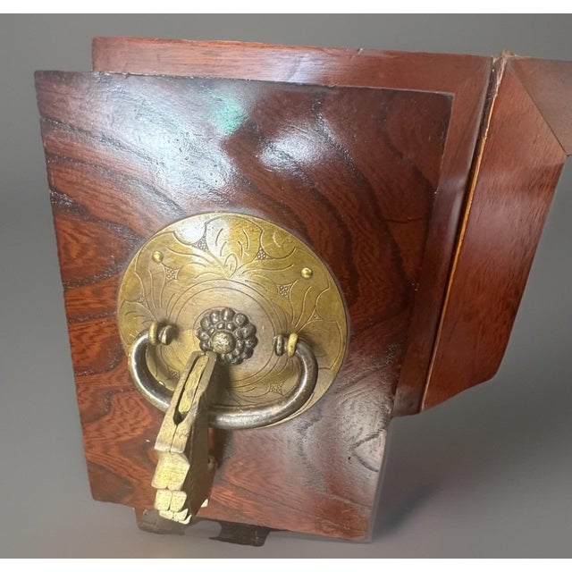 Ornamental & Decorative Materials Late 20th Century Japanese Edo–Meiji Style Puzzle Tansu Cabinet, Two-Piece Elmwood Chest With Brass Hardware For Sale - Image 7 of 14