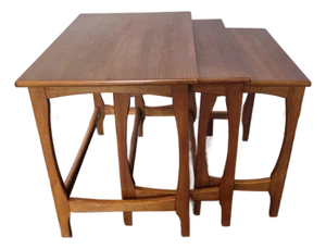 Mid-Century Danish Modern Teak Nesting Set 3 Tables