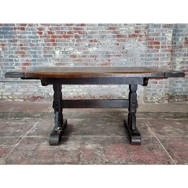 Wood Monterey 1930s Spanish Revival Dining Trestle Table For Sale - Image 7 of 11