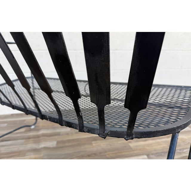 Vintage Mid-Century Modern Wrought Iron Patio Loveseat Bench | Russell Woodard Style Garden Sofa For Sale - Image 16 of 18