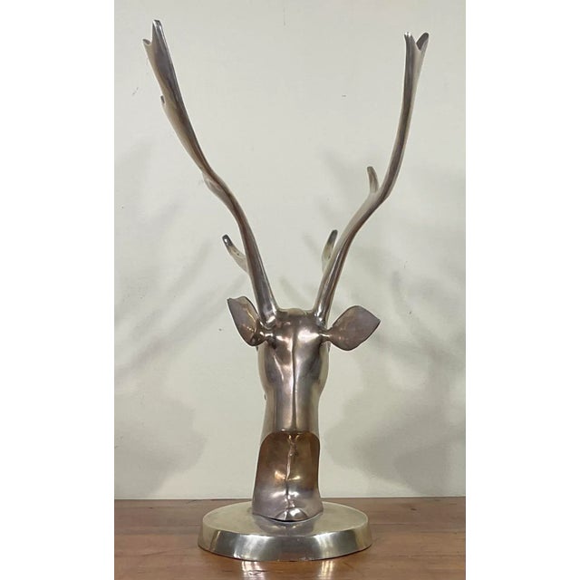 Vintage 1980s Brass Deer Head For Sale - Image 4 of 13