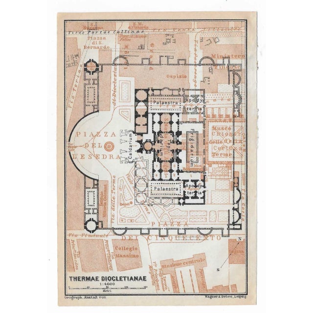 Traditional 1910 Baths of Diocletian Map For Sale - Image 3 of 3