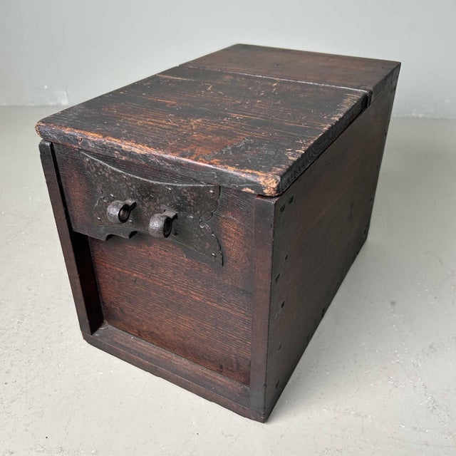 Brown Antique Wooden Zenibako Temple Offering Box, 1890s For Sale - Image 8 of 16