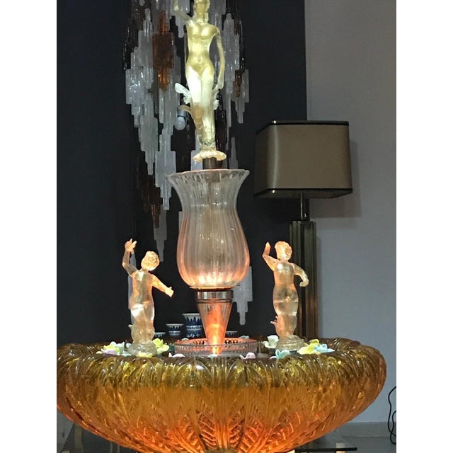 Gold Orange Murano Glass Fountain with Lighting and Water, Italy, 1970s For Sale - Image 13 of 16