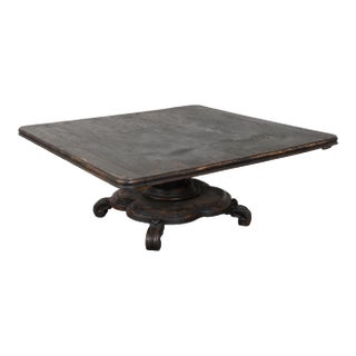 19th Century Black Painted Swedish Large Square Coffee Table For Sale