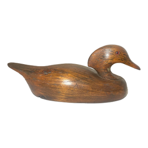 Antique 30 Hel Hand Carved Wood Flat Bottom Folk Art Duck Decoy Sculpture Statue