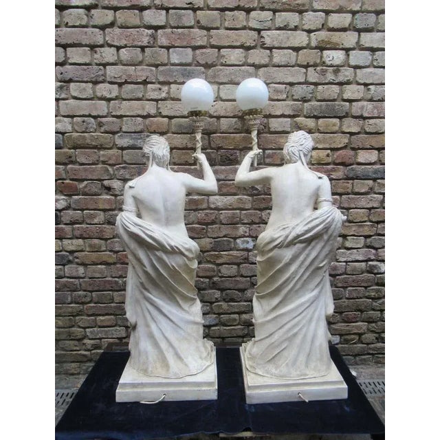 20th Century Lamps Depicting Roman Women by M. Osman, Set of 2 For Sale - Image 3 of 7