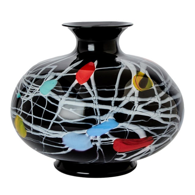Postmodern Versace & Archimede Seguso Murano Blown Glass Footed Vase For Sale - Image 3 of 10