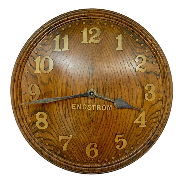 Art Deco Oak Wall Clock by Engström for Zenith, 1930s For Sale