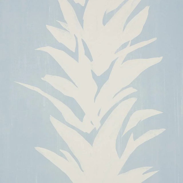 Abstract Schumacher x Backdrop White Lotus Wallpaper in Soft Blue For Sale - Image 3 of 4