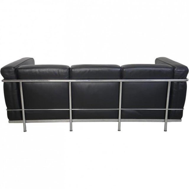 LC2 Three-Seater Sofa in Black Leather by Le Corbusier, 1990s For Sale - Image 16 of 18