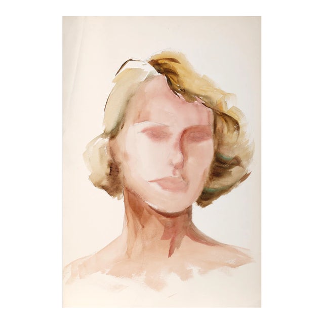 1960s "Blonde Woman P3.7" Watercolor Painting by Eve Nethercott For Sale