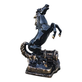 Mid Century Modern Black Stallion Tv Lamp With 24 Karat Gold Details For Sale